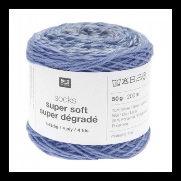 Rico Design Socks Super Soft Super Degradé - Bleu 